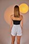 Ripped Detailed Lycra Distressed Jean Shorts White - 5