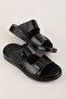 Men's Genuine Leather Daily Comfortable Sole Slipper Hkm.186 Black - 4