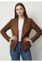 Women's Suede Taba Textured Blazer Jacket Casual and Daily Office Style