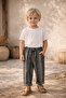 Navy Blue Boy's Striped Flam Pants 1-5 Years - 3
