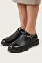 Black Genuine Leather Women's Casual Shoes Special Design Daily Ankle Strap Elastic Real Leather