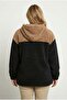 Big Size Long Sleeve Hooded and Pocketed Plush Fleece Sweatshirt 303796 - 5