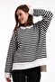 Striped Oversize Knitwear Sweater 6336 Ecru-Black - 4