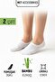 2 Pairs White Bamboo Ballerina Seamless Invisible Sneaker Short Socks Unisex - 5