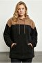 Big Size Long Sleeve Hooded and Pocketed Plush Fleece Sweatshirt 303796 - 4