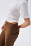 Women's Off-White Fitted Gathered Crew Neck T-Shirt - 4