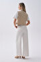 Women's Ecru Color Block Double Pocket Crop Jacket - 2