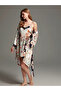 Bjm-1414 nightgown & dressing gown set - Patterned Silk i l Lycra satin black - 8