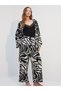 Viscose Dressing Gown Lace Collar Bustier Pants Pajama Set Set of 2 Bjm-1715 - 8