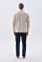 Men's Navy Blue Straight Fit Elastic Waist Trousers - 2
