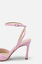 Pink Patent Leather Ankle Strap High Heeled Shoes - 7