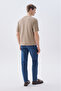 Men's Beige Oversize Crew Neck T-Shirt - 2