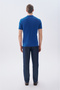 Men's Cobalt blue Textured Polo Collar Short Sleeve Knit Sweater - 2