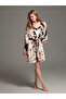 Bjm-1414 nightgown & dressing gown set - Patterned Silk i l Lycra satin black - 4
