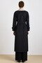 Removable Garni Collar, Cape Detail, Water-Repellent Features, Long Trench Coat Black 6825 - 7