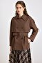 Cape Detailed Water-Repellent Feature a Unlined Short Trench Coat Brown 6835 - 2