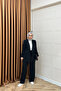 Black Single Button Jacket Suit - 5