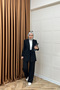 Black Single Button Jacket Suit - 3