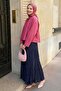 Elastic Waist Skirt Navy Blue - 4