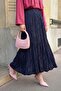 Elastic Waist Skirt Navy Blue - 3