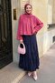 Elastic Waist Skirt Navy Blue