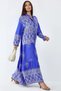 Buttoned V-Neck Patterned Maxi Dress - 2