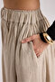 Gabbiano Lace-Up Pleated Beige Linen Skirt - 8