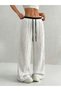 Wide Leg, Elastic Waist, Lace-Up, Textured, High Waist, Comfortable Cut Women's Trousers