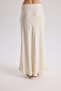 Eubah Wrinkled Long Ecru Satin Skirt - 5