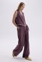 Shonas Lace Detail Burgundy Vest Trousers Set - 4