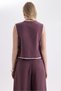 Shonas Lace Detail Burgundy Vest Trousers Set - 5