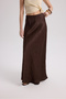 Eubah Wrinkled Long Brown Satin Skirt - 7