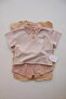 Dark Beige Striped Koala Embroidered Polo Neck Shorts Suit - 5