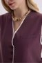 Shonas Lace Detail Burgundy Vest Trousers Set - 7
