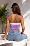 Women's Lilac Striped Detail Staplez Bustier Cropped - 3
