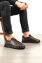 Men's Brown Genuine Natural Leather Leather Stick Lace-Up Sneakers Sneakers Kabi