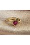 Women's Red Apple Colored Rhinestone Apple Ring - 3