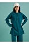 Hooded Tracksuit Set with Stitching Detail - Dark Emerald - - 3