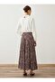 Shawl Patterned Chiffon Skirt - Brown Patterned - - 6