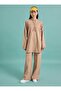 Hooded Tracksuit Set with Stitching Detail - Dark Cream -