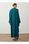 Tasseled Modest Dress with Satin Fabric Shawl Detail - Green - - 6
