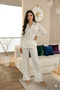 Luxury White Ivory Co-ord Set Silk Shirt With Exquisite Sequins Embroidery & Pant