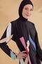 Parachute Geometric Black Fully Covered Hijab Swimsuit M2310 - 5