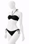 Women's Black Stretch Fabric Flexible Tie-Neck Strapless Stylish Quality Ruched Adjustable Bikini Set - 2