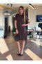 Şans Li̇fe Women's Skirt Hem D Lace Stone Embellished Short Sleeve Medium Length Dress - 4