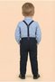 Baby Boy Suspender Bow Tie Shirt Pants Set M00785 Blue - 5