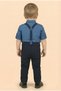 Baby Boy Suspender Bow Tie Shirt Pants Set M00785 Indigo - 4