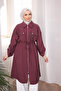 Burgundy Belted Double Pocket Gabria Cap - 4