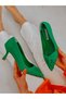 Green Satin (Crossbow) Bow Detail Women's Stiletto - 2