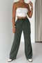 2008 Lace-Up Elastic Waist Washable Tensl Woven Palazzo Women's Trousers Green - 6